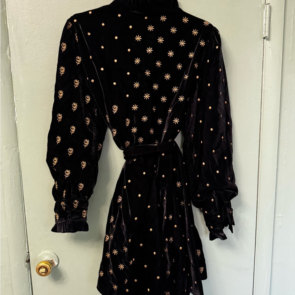 Sezane Orchidea Dress Velours Patchwork - Size 42 - Picture 4 of 6